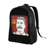 Ryggsäck Sovjetunionen ledare Joseph Stalin School College Student Bookbag passar 15 tum Laptop CCCP USSR Communist Flaggs