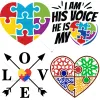 DTF Transfers Frieden Verständnis Liebe braucht keine Worte Rätsel gekreuzte Pfeile Autismus U-Bahn-Herz-T-Shirt Transfer