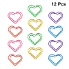 12pcs Metal Paper Clips Creative Heart-shaped Cololful Note Photo Sign Clips Bookmark Clips for Home Office School (Mixed Color)