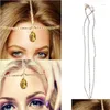 Hårklämmor Barrettes Kvinnor Fashion Metal For Rhinestone Head Chain Jewelry pannband bit Drop Delivery Hairjewelry DHH9J