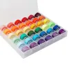 1Box 36-grid transparant spoel met draad 36-kleuren vaste kleur High-Speed Sewing Thread 36-kleuren spoel Set borduurwerkspoelen