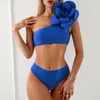 Kobiety stroje kąpielowe lato 2024 bikini zestaw kobiet 3D duży kwiat 3 sztuki z spódnicą solidne kostium kąpielowy kostium multi kolory 44901