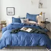 Bettwäschessätze Baumwollwäsche Abdeckung Set Feste Farben Bettelsäure einfache Quilt Bettlaken mit Kissenbezügen 3 Teile