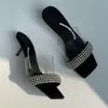 Med låddesigner sandaler toppkvalitet klädskor lyxiga tofflor kvinnor 5,5 cm häl set med diamanter bowknot fest mjuk rum plattform slip-on size 35-39 formell