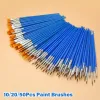 50/10pcs pinceau de pinceaux Art Round Plat Brush Flat Brush pour huile acrylique Aquarelle Drawing Writing Supplies Art Supplies Tools