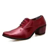 Buty Patent skórzane buty z Oxford oddychane strzyżone palce wysokie obcasy formalne biznesowe modne sukienki ślubne buty do pana młodego ERF4