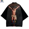 SONSPEE 3D Print Kimono Men Japanese Traditional Clothes Cardigan Polyester God Jesus Cross Male Asia And Pacific Island Apparel