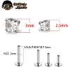 1 stcs G23 Titanium Piercing CZ Gem Intern schroefdraad Labret Monroe Lip Ring Tragus Nail Helix Earring Stud 16G 18G Body Jewelry