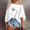 T-shirts de mode pour femmes Top Summer Imprimé creux out femelle sexy tshirt sxxl 240409