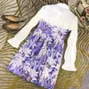 Casual Dresses Fashion Futterfly Flower 11.8 Print Dress Flare Sleeve Turn-Down Collar Slim Designer