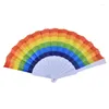Decorative Figurines 1Pc Home Decor Crafts Fan Rainbow Hand Held Folding Dance For Gay Pride Parties Decoration Art Craft