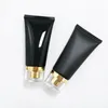 Storage Bottles 50ML Matte Black Empty Cosmetic Cream Travel Lotion Tube With Acrylic Gold Silver Cap