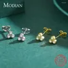 Boucles d'oreilles MODIAN 925 STERLING SIMPLE SIMPLE ROND STIMING CARY CZ Tiny Small For Women Wedding Jewelry Gift Brincos