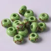 10pcs Round 15x9mm Flower Patterns Ceramic Porcelain Big Hole Loose Beads For Jewelry European Charms Bracelet Making DIY