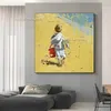 Little Boy on the Beach Tela Painting Handmade Kids Seascape Beach Painting on Panel Oil Painting Arte moderna per decorazioni per la camera da letto