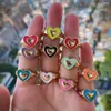 Cluster Rings 10Pcs Vintage Fashion Enamel Plated Brass Double Heart Jewelry Ring Design Korean Finger For Women Party Jewey