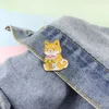 Cartoon Fashion Creative Corgi tenant une grande tasse de thé de thé perlé buvant un sac de jeans de broche créative badges d'épingle polyvalente