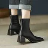 Winter Square Toe Woman Ankle Boots Fashion Zippers Ladies Elegant Thick High Heel Short Shoes Black Womens Boats 240329