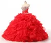 Nieuwste Red Sweet 16 Ball Jurk Quinceanera -jurken 2019 Appliques Crystal Beads Prom Pageant Debutante Formal Evening Prom Party GO3372159