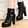 Sweatshirts merk platform vrouwen boot herfst winter nieuwe British Black High Heel vrouwen grove hakken Ankle Boot pluche Goth Women Boot Botas