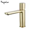 Bagnolux Brossed Gold Brass Single Hand Handle Deck Mounted Basin Hot and Cold Water U évier Robinets de salle de bain