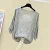 Women's Sweaters Summer V-neck Loose And Light Mature Blouse Bat Sleeve Thin Foreign Air Hollow Knitted Bottom Coat Fashion