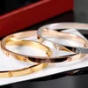 Designer schroef armband luxe merk sieraden smalle versie bangle armbanden 18k titanium stalen diamant armbanden nagelarmbanden voor mannen vrouwen 15 16 17 18 19 20 size
