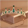 Clips de cheveux Barrettes Princesse Tiara Crown For Girls Women Party Party Bridal Accessoires accessoires Green Black Crystal d'anniversaire Mujer Dhg4o