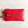 Head layer cowhide key bag genuine leather change bag stylish hand-held bag card bag mouth red bag