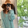 Women's Sweaters Designer Womens V-neck Wool Cashmere Twisted Double Color Knitted Pullover Sweater Medium Length Sweet Pole HCCT
