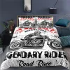 3D Motociclecle Skull Duvet Capa Conjunto de roupas de cama de poliéster com tamanho de poliéster completo conjunto de capa dupla única para adolescentes adultos para adolescentes