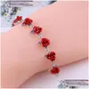 Bracelets de charme Bracelet Bracelet de chaîne de liaison rouge ajusté Roantic Rose Gift Valentin Gift For Lover Womens Hand Bride Jewelry Drop Deliv Dhsst