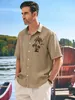 Mäns avslappnade skjortor 2023 Coconut Tree Shirts For Men Printed Mens Hawaiian Shirt Beach 4xl Short Sleeve Fashion Tops Tee Shirt Man Blousel2404