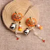 Bengelen oorbellen 1 paar Halloween Pumpkin Ghost Tassel Rhinestone Alloy Metal Cosplay sieraden