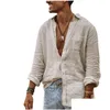 Herrklänningskjortor Mens vintage fast färgkläder för män avslappnad långärmad lös toppar kort blus skjorta manlig streetwear 2022 plus dhn9l