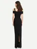 Casual Dresses Modphy 2024 Women Black Sexy Hollow Out Sleevelss Bodycon Maxi Dress Bandage Red Carpet Celebrate Evening Party Long Vestidos