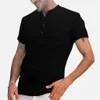 メンズカジュアルシャツ夏のコットンリネンシャツマン用ソリッドカラー半袖ビーチスタイルシャツスタンドアップカラーハワイアンホリデーカジュアルTシャツ2449