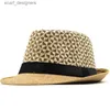 Wide Brim Hats Bucket Hats Brand Khaki Straw Hat Men Panama Caps Summer Style Sun Hat Beach Holiday Classic Male Hats and Caps Mens Trilby Hats Y240409