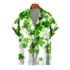 Herren lässige Hemden Sommer Hawaii Beach Männer Frauen Paar Hemd Vierblätter Klee 3d gedrucktes Revers Short Sleeve Floral Tops