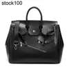 HAC bolsa feita artesanal de 50 cm de moda de 50 cm padrão preto para pequeno mercado com logotipo bk couro genuíno nt7b