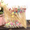 Forks 80/100pcs Bambu Pick Buffet Cupcake Heart Flower Fruit Fark Party Salad Stald Stick Cocktail Skewer para decoração de casamento