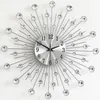 Wall Clocks Crystal Iron Clock Modern Style Non-ticking Arabic Numeral Hanging Ornament Large Watch Quartz For Living Room