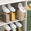 Opslagflessen Duidelijke luchtdichte voedselcontainer met meetbeker en handvat eenvoudig gietende ontbijtgranen dispenser keuken pantry organisator potten