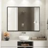 30x40 Inch Bathroom Mirror Large Black Frame Rectangular Wall Mounted Mirror With Right Angle Miroir Bath Mirrors Freight free
