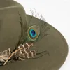 Berets Famous Designer Wool Fedoras With Feather Brim Panama Hat For Men Women Winter Black Army Green Party Performance