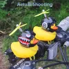 Broken Wind Rubber Duck With Helmet Pendant Black/Yellow Duck Road Bike Motor Helmet Riding Bicycle Accessories Decoration