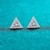 Stud Earrings JECIRCON 1 Carat Moissanite For Women Simple Triangular Diamond Platinum Ear Studs 925 Sterling Silver Wedding Jewelry