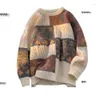 Herentruien 2023 Vintage Jacquard kleur bijpassende trui losse buitenkleding ronde nek pullover