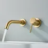 Gebürstete Gold/Schwarz -Becken -Wasserhahn versteckte Wand für Badezimmer Wasserhähne Badewaschbecken Tap Badewanne heißer und kaltes Wassermixer