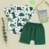Baby Boy St Patrick's Day Outfit Letter Letter Clover Print T-shirt TOP STROKS